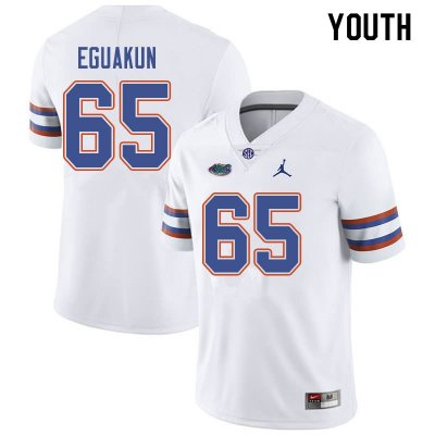 Youth Florida Gators #65 Kingsley Eguakun NCAA Jordan Brand White Authentic Stitched College Football Jersey IYN2862GZ